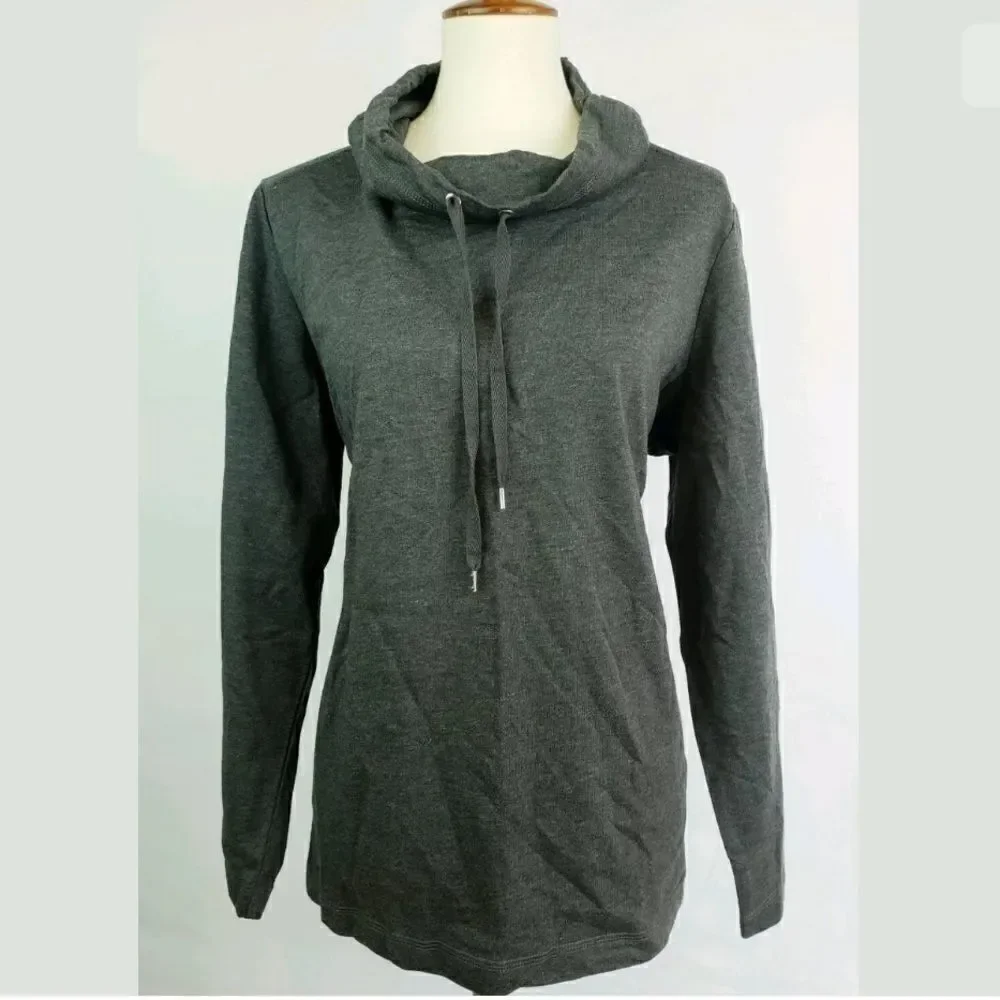 Karen Scott Women Plus Size Funnel Neck Top Gray - Picture 1 of 4